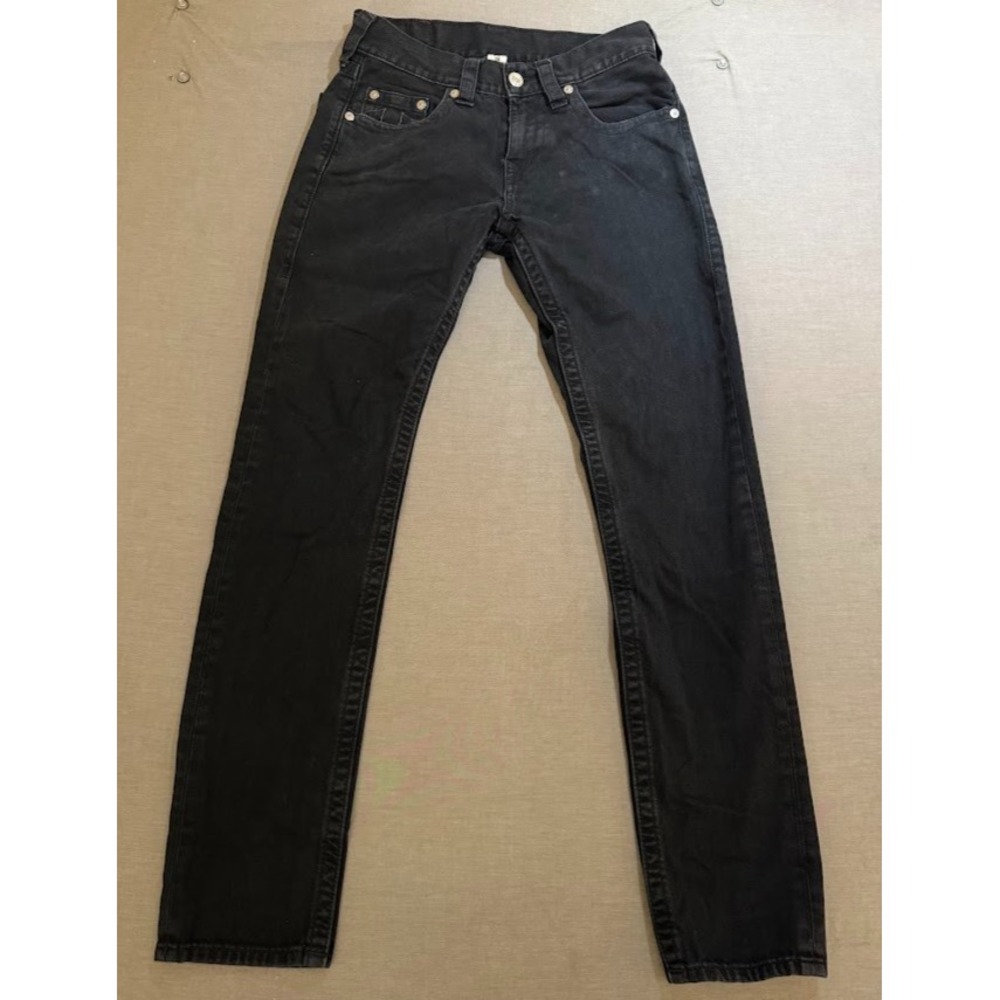 True Religion Jeans Mens 32 Black Denim Skinny No Flap 32x32.